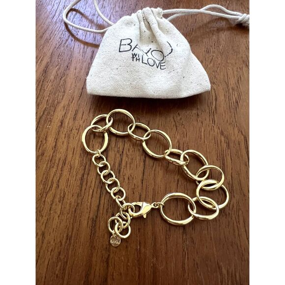 NEW BaYou with Love Large Oval Chain Bracelet Adjustable 14k Gold Plated - Picture 6 of 8